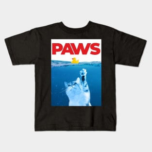 Paws Cat and Yellow Rubber Duck Funny Parody Kids T-Shirt